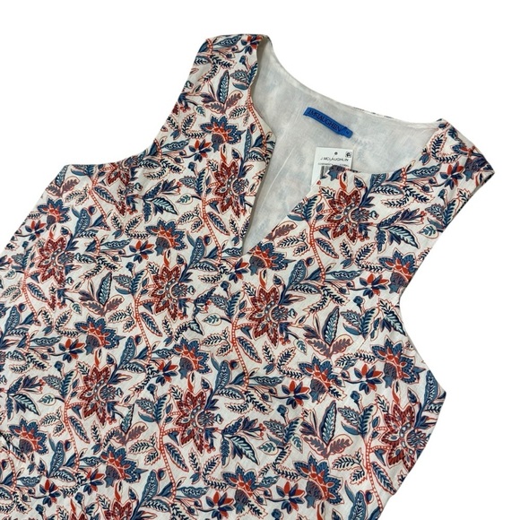 J. McLaughlin Rue Coral/Blue Linen Floral Sleeveless Shift Dress Medium NEW $218 - Picture 10 of 16